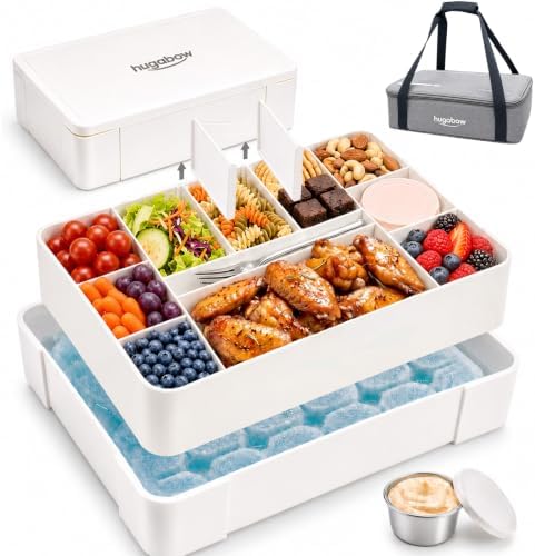 Snackle Box Container with Ice Pack & Insulated Bag, Chilled Serving Tray