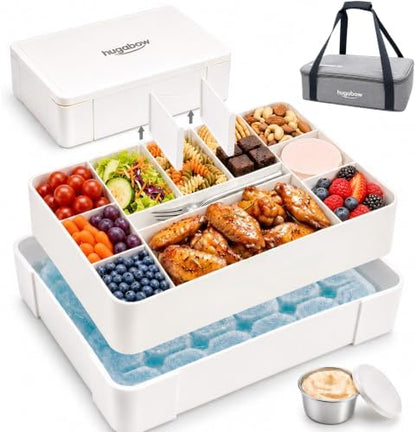 Snackle Box Container with Ice Pack & Insulated Bag, Chilled Serving Tray