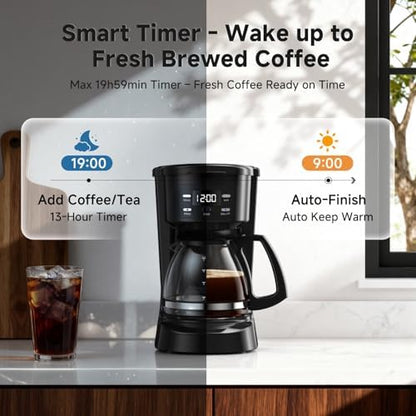 Coffee Maker, 5 Cup Programmable Drip Coffee Machine-Black