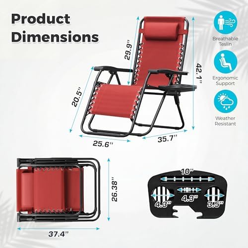 Homall Zero Gravity Chair Patio Folding Lawn Camp Reclining Lounge Chair