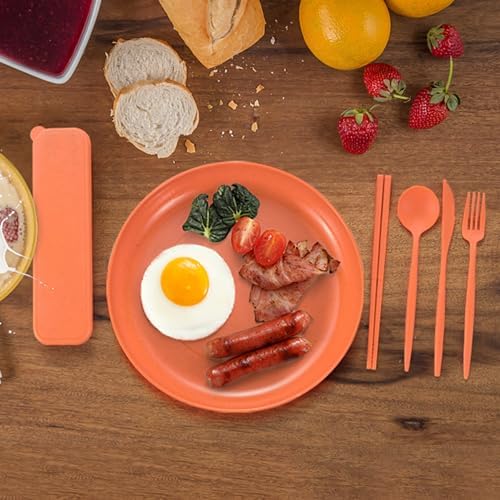 36PCS Wheat Straw Dinnerware Sets - Reusable Plates and Bowls Sets, Unbreakable Cups, Knives, Forks, Spoons & Chopstick, Microwave, Dishwasher Safe Tableware Kitchen Outdoor Camping Presents
