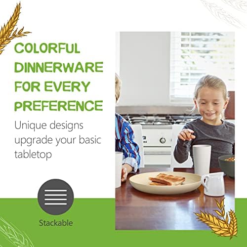 Teivio 32-Piece Plates and Bowls Sets for 8, Wheat Straw Dinnerware Sets