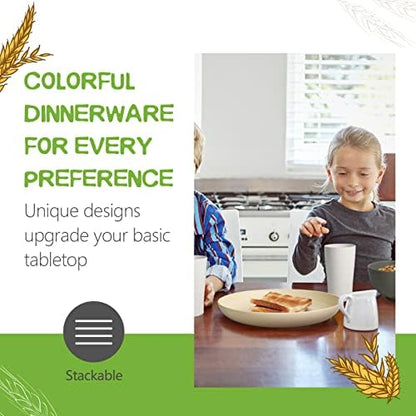 Teivio 32-Piece Plates and Bowls Sets for 8, Wheat Straw Dinnerware Sets