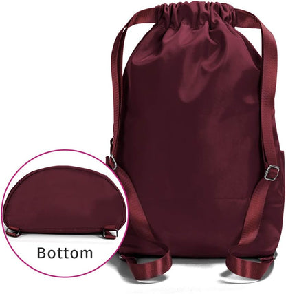 ZOORON Waterproof Drawstring Gym Backpack Bag for Men & Women, Sport Gym Sack Mini Travel Daypack