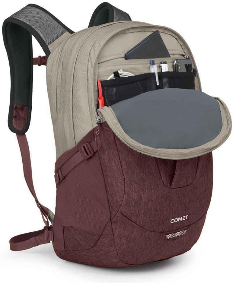 Osprey Comet Laptop Backpack, Sawdust Tan/Raisin Red