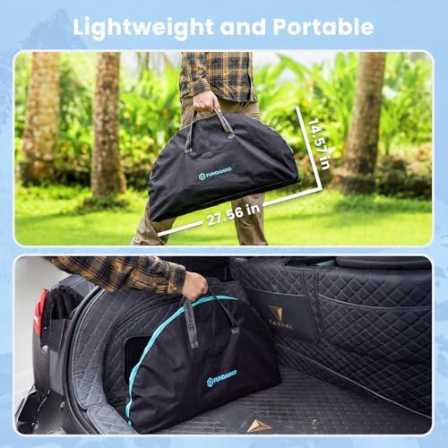 FUNDANGO Portable Folding Camping Table with 4 Cup Holders, 2-Tier