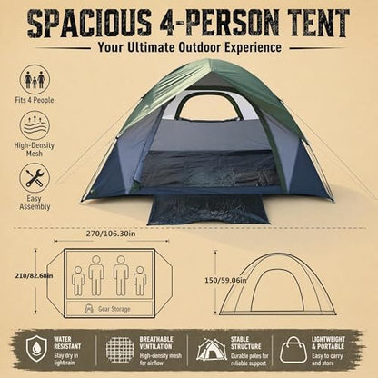 XL Camping Tents 4/6 Person Waterproof Double Layer Dome