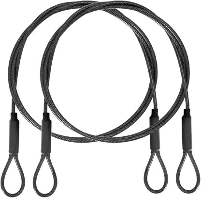 3.3mm (1/8 Inch) Outdoor Travel Stainless Steel Security Cable-3ft Luggage Lock Safety Wire Flexible Steel Wire Rope with Double Loop Safety for Luggage, Bike, Lock(Balck*2, 3ft-(2Pack)