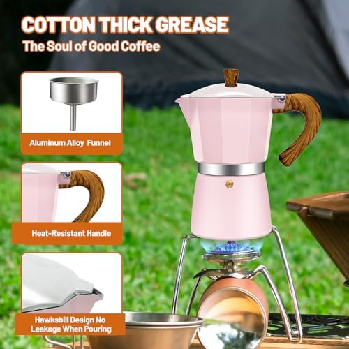 3 Cup Aluminum Espresso Stovetop Moka Pot Express Coffee Maker Percolator Italian Classic Mocha Coffee Machine for Italian and Cuban Cafe Brewing for Home & Camping 150ml 5oz