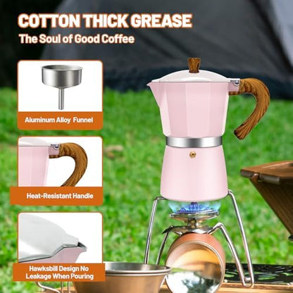 3 Cup Aluminum Espresso Stovetop Moka Pot Express Coffee Maker Percolator Italian Classic Mocha Coffee Machine for Italian and Cuban Cafe Brewing for Home & Camping 150ml 5oz
