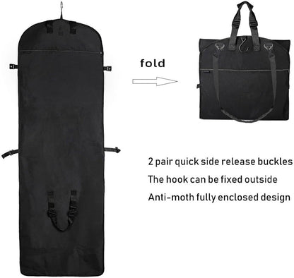 66" Versatile Travelling bags Wedding Dress Travel Garment Bag Tri-Fold Gown Length w/Hanging Hook Extra Pocket