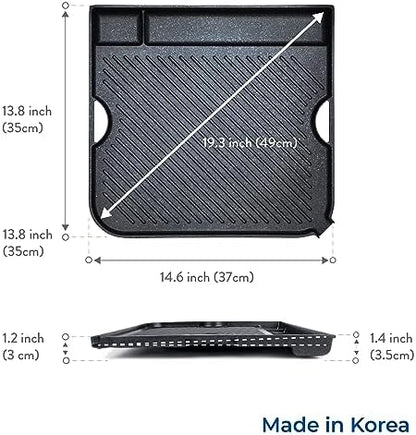 COOKKING - Master Grill Pro, Korean Traditional BBQ Grill Pan - Stovetop Nonstick Indoor/Outdoor Smokeless BBQ Cast Aluminum Grill Pan (MasterGrill Pro) (No Induction), Made in Korea