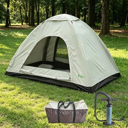 New Inflatable Frameless Foldable Tent. 210D Waterproof for Camping. Durable, Portable and Easy to Set up, Ideal for Hiking and Road Trips. with a Large-bore Manual Pump with Pressure Gauge