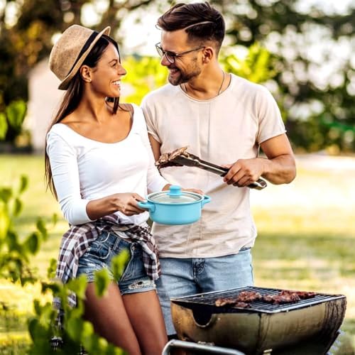 13 Piece Cookware Set Portable Lightweight Cast Iron Pots and Pans Set