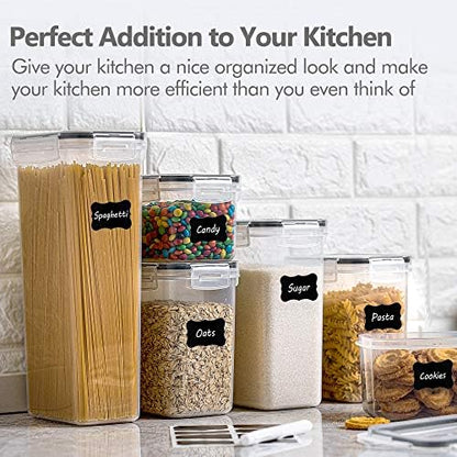 CHEFSTORY Airtight Food Storage Containers Set, 14 PCS Kitchen Storage Containers with Lids for Flour, Sugar and Cereal, Plastic Dry Food Canisters for Pantry Organization and Storage (Pack of 2)