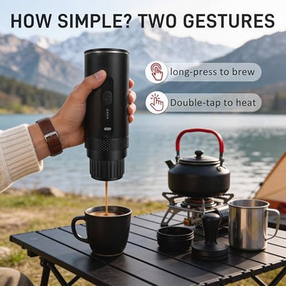 Portable Coffee Maker Electric Espresso Machine, Coffee Espresso Maker for Travel Self-Heating USB-C, Battery Powered with 7800mAh, for Ground Coffee & NS Capsule, for RV, Hiking, Office,Gifts for Men