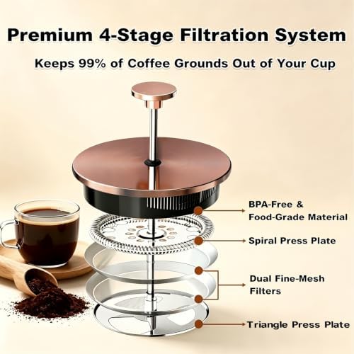 QUQIYSO French Press 51oz,Large French Press Thickened Glass Coffee Press