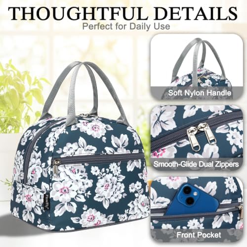 FlowFly Insulated Lunch Cooler Bag - Tote Bag Organizer for Women/Men, Plum