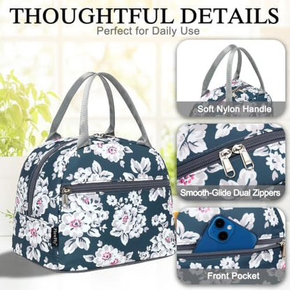 FlowFly Insulated Lunch Cooler Bag - Tote Bag Organizer for Women/Men, Plum