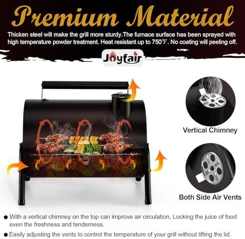 Joyfair Portable Charcoal Grill, Small Outdoor Camping Tabletop BBQ Grills