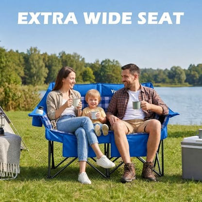 Youtanic Double Camping Chair, Heavy Duty 650lbs Padded Loveseat for Adults