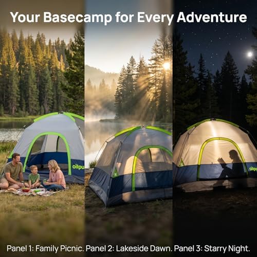 2-3 Person Camping Tent, Waterproof Windproof Dome w/Rain Fly & Mesh