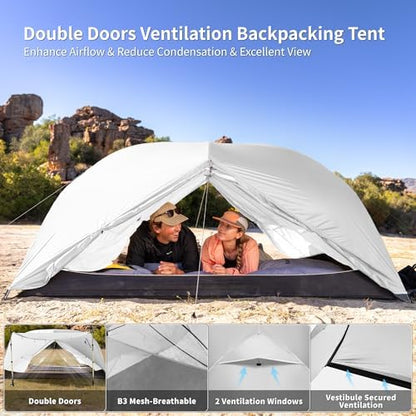 Naturehike Mongar Upgraded 1/2/3 Person Backpacking Tent,Waterproof Lightweight Camping Tent with Footprint