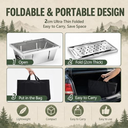 Folding Charcoal Grill Sets Compatible with IGT Table Insert