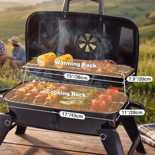 Portable Charcoal Grill, Small Foldable Tabletop BBQ Grill