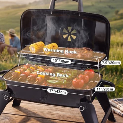 Portable Charcoal Grill, Small Foldable Tabletop BBQ Grill