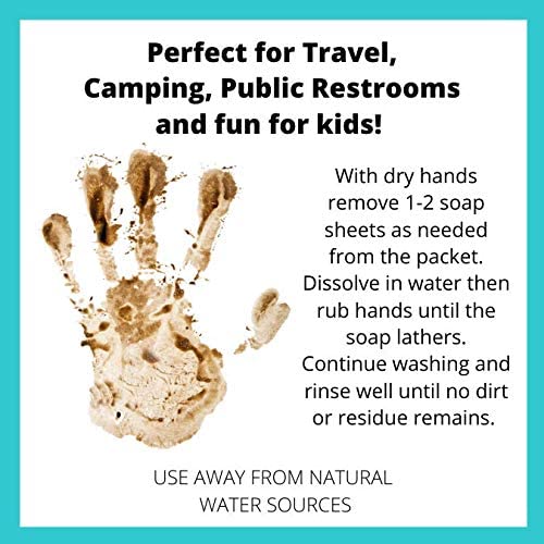 BORSALI Paper Soap Sheets - for Travel - Portable Dissolvable Dry Soap sheets; For Camping, Travel, Public Restrooms; 50 /Refill Pieces to Go (50 Sheets - Refill)