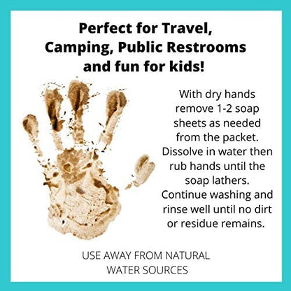 BORSALI Paper Soap Sheets - for Travel - Portable Dissolvable Dry Soap sheets; For Camping, Travel, Public Restrooms; 50 /Refill Pieces to Go (50 Sheets - Refill)