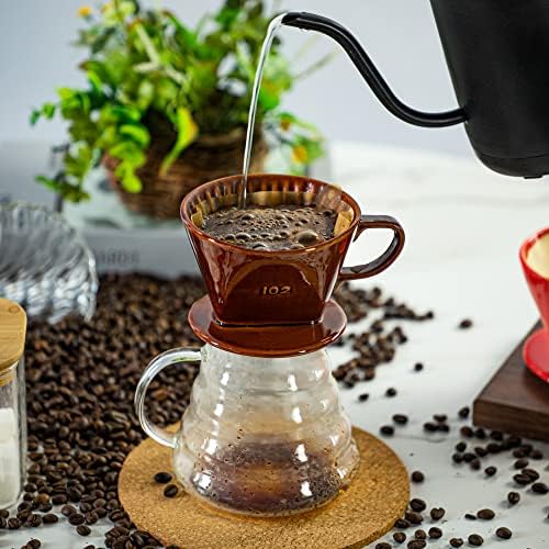 Pour Over Ceramic, Coffee Dripper Ceramic Coffee Maker,Brown