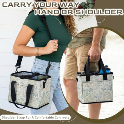 Reusable 4-Cup Drink Carrier-Leakproof Bag with Adjustable Divider