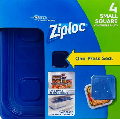 Ziploc Food Storage Meal Prep Containers Reusable for Kitchen Organization, Smart Snap Technology, Dishwasher Safe, Square, 4 Count