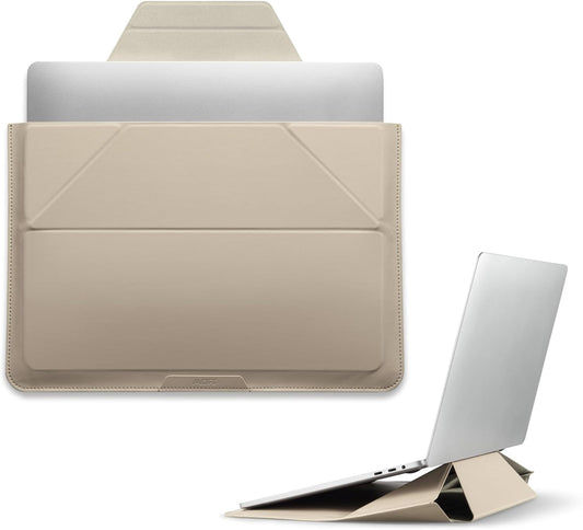 MOFT Laptop Carry Sleeve, 2-in-1 Laptop Bag & Stand for 14" MacBook Air/Pro & Dell/HP/Lenovo/Asus, Stylish Slim Computer Sleeve Bag with Expandable Storage for Computer Accessories, Beach White