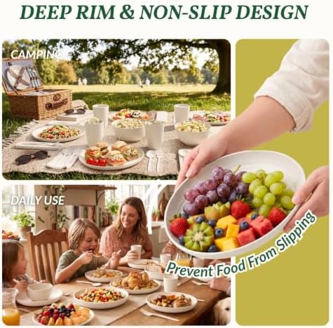 Homienly Kitchen Plates and Bowls Sets, Wheat Straw Dinnerware Sets 28 Pcs