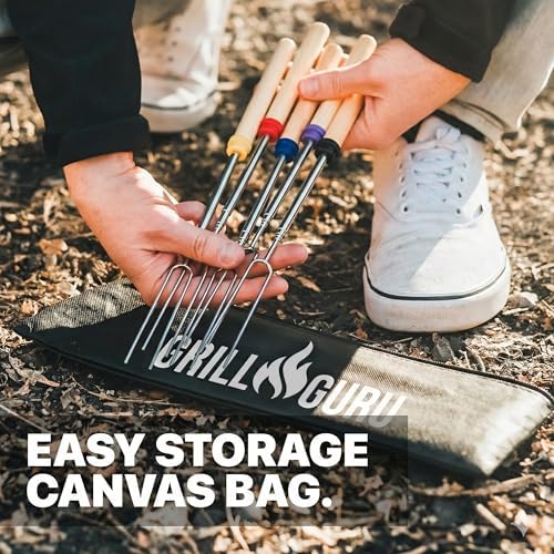 Grill Guru Smores Sticks for Fire Pit - Accessories for Campfire Marshmallow Roasting Sticks Smores Kit Outdoor-Smore Skewers Hot Dog Fork For Outside, Camping Essentials Bonfire Gear Long 32" 20 Pack