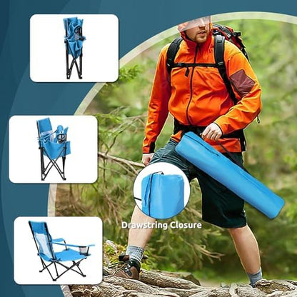 HaSteeL Low Beach Chairs, 3Pcs Folding Camping Chairs with Table - Blue