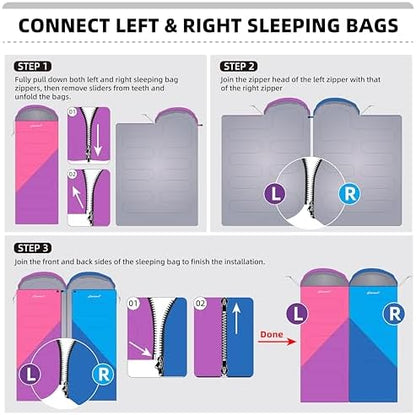 Clostnature Lightweight Camping Sleeping Bag for Adults and Kids(3/4.2Lb)
