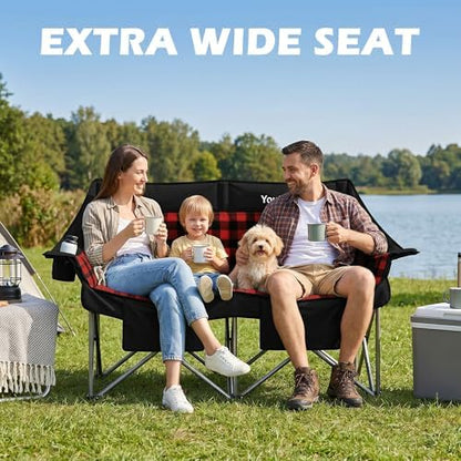 Youtanic 60" Extra Double Camping Chair for Adults, 700lbs Padded Loveseat