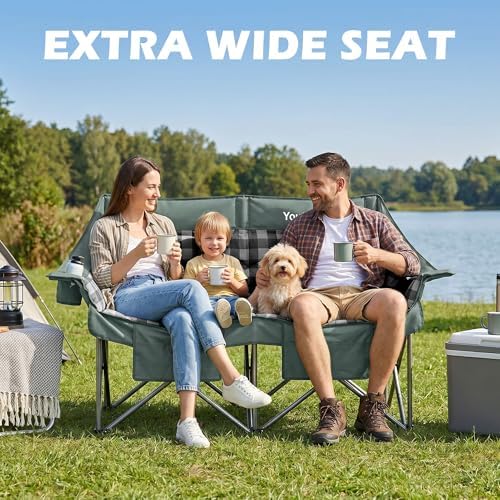 Youtanic 60" Extra Double Camping Chair for Adults, 700lbs Padded Loveseat