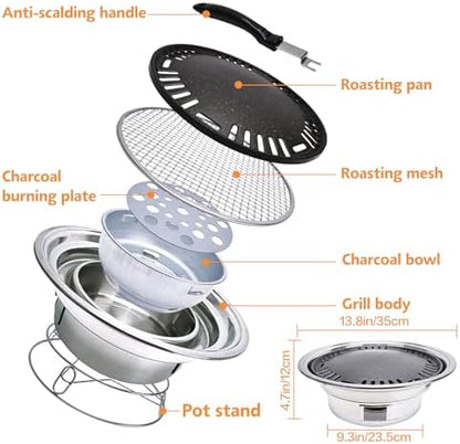 Primst Multifunctional Charcoal Barbecue Grill, Household Korean BBQ Grill, Portable Camping Grill Stove, Tabletop Smoker Grill