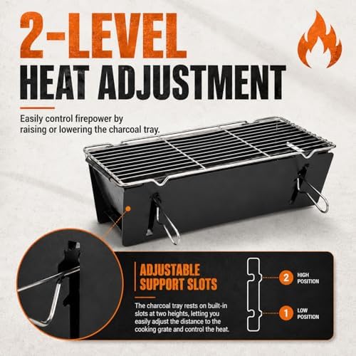 Portable Charcoal Grill, 17-Inch Folding Tabletop BBQ for Camping