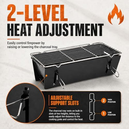 Portable Charcoal Grill, 17-Inch Folding Tabletop BBQ for Camping