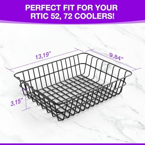 2-Pack Cooler Basket for RTIC 52 & 72 Qt Ultra-Light Coolers – Double Cooler Rack for Double Storage & Heavy-Duty Wire Organizer Will Not Fit for RTIC 32 Coolers