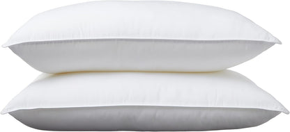 Amazon Basics Down Alternative Pillows for Stomach and Back Sleepers, Soft Density, Standard, Pack of 2, White, 26 in L x 20 in W