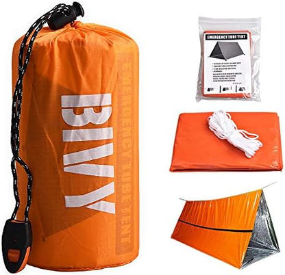 Life Emergency Shelter - 2 Person Tent - Emergency Blanket/Sleeping Bag/Raincoat 4PCS - Survival Tarp