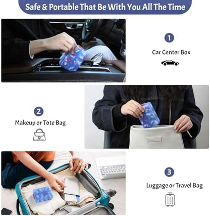 Foldable Portable 7 Day Pill Organizer 2 Times a Day, AM PM Weekly Pill Box