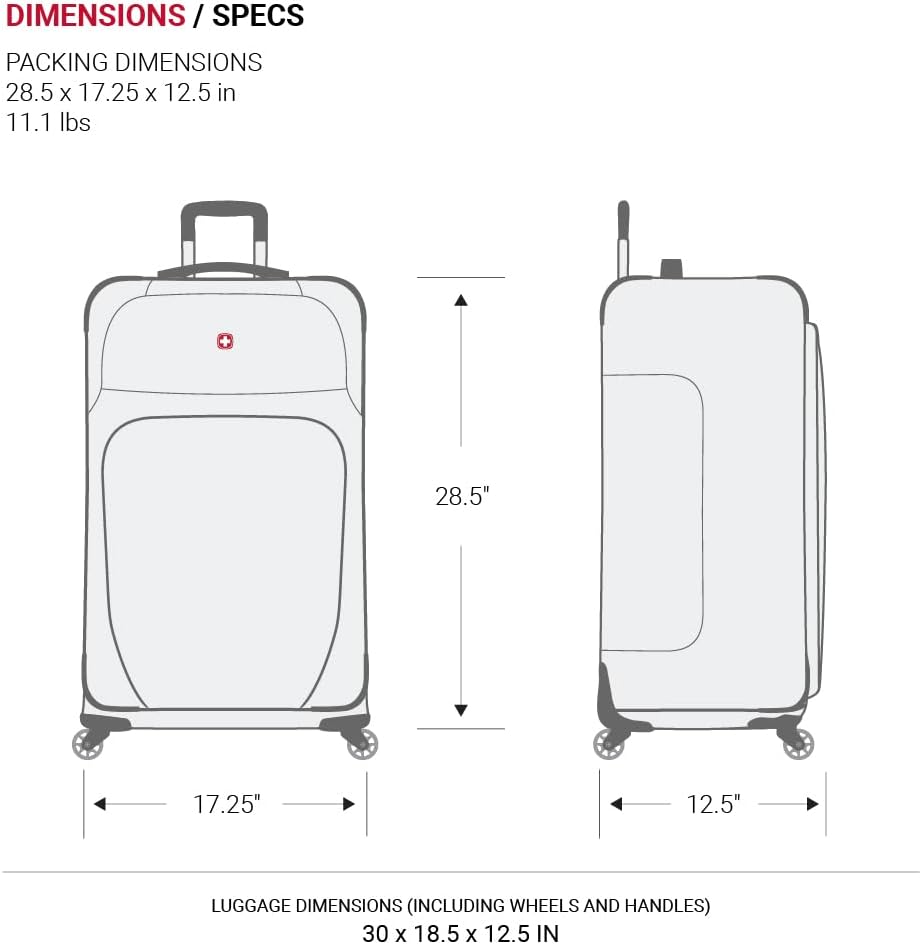 SwissGear Sion Softside Expandable Luggage, Evergreen, Checked-Large 29-Inch